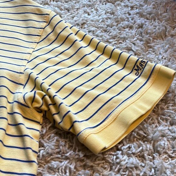 Masters Collection Mens Golf Polo Shirt Large Yellow Striped Mercerized Cotton L - Picture 7 of 15